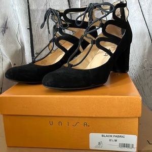 Unisa Black faux suede Strappy sandals
